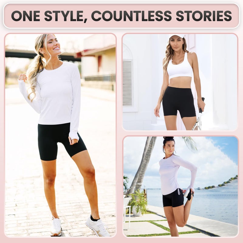 Emprella Slip Shorts 3-Pack Black Bike Shorts Cotton Spandex Stretch Boyshorts For Yoga,Black,Medium - Image 2